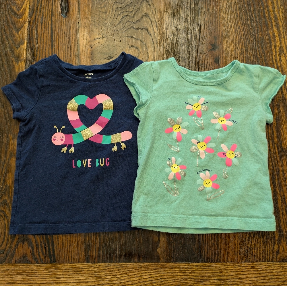 Carter's Blue and Green Short Sleeve Tees Casual Comfort